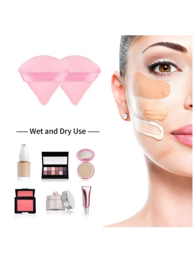 House of Aetheria ae 2 PCS Triangle Pink Powder Puffs Face Cosmetic Powder Puff Washable Reusable Soft Plush Powder Makeup Sponge - Image 4